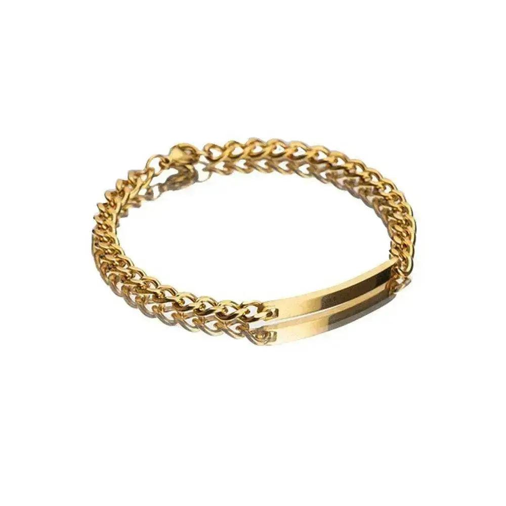 Bracelet en acier titane unisexe à plaque courbée plaqué or rose - EX-STOCK Canada