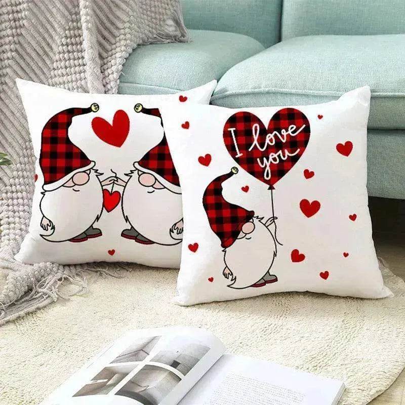 Valentine's Day Red Cartoon Letter Series Peach Skin Sofa Pillowcase - EX-STOCK Canada