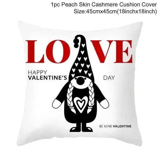 Valentine's Day Red Cartoon Letter Series Peach Skin Sofa Pillowcase - EX-STOCK Canada