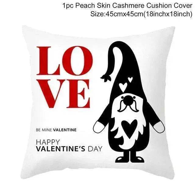 Valentine's Day Red Cartoon Letter Series Peach Skin Sofa Pillowcase - EX-STOCK Canada