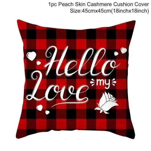 Valentine's Day Red Cartoon Letter Series Peach Skin Sofa Pillowcase - EX-STOCK Canada