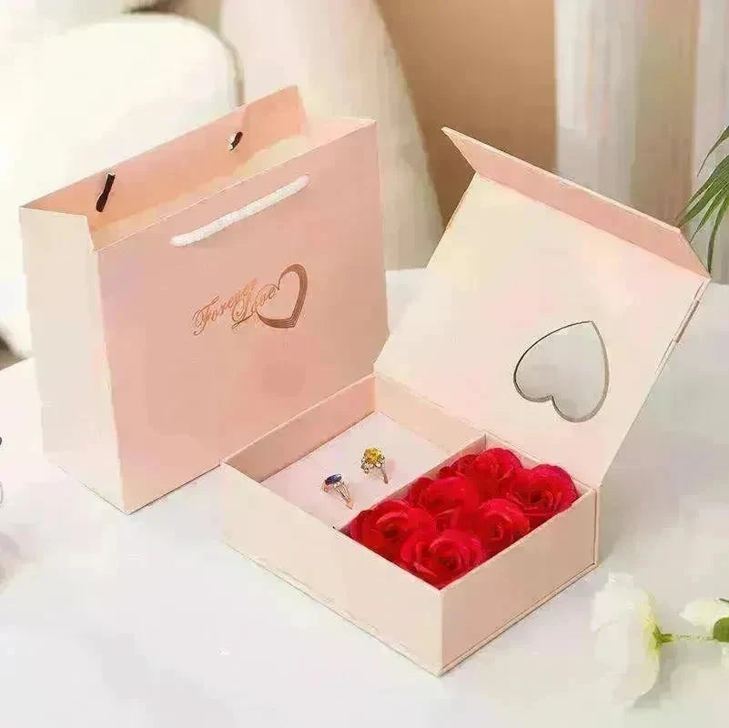 Valentine's Day Roses Love Jewelry Box Necklace Ring Ear Studs - EX-STOCK CANADA