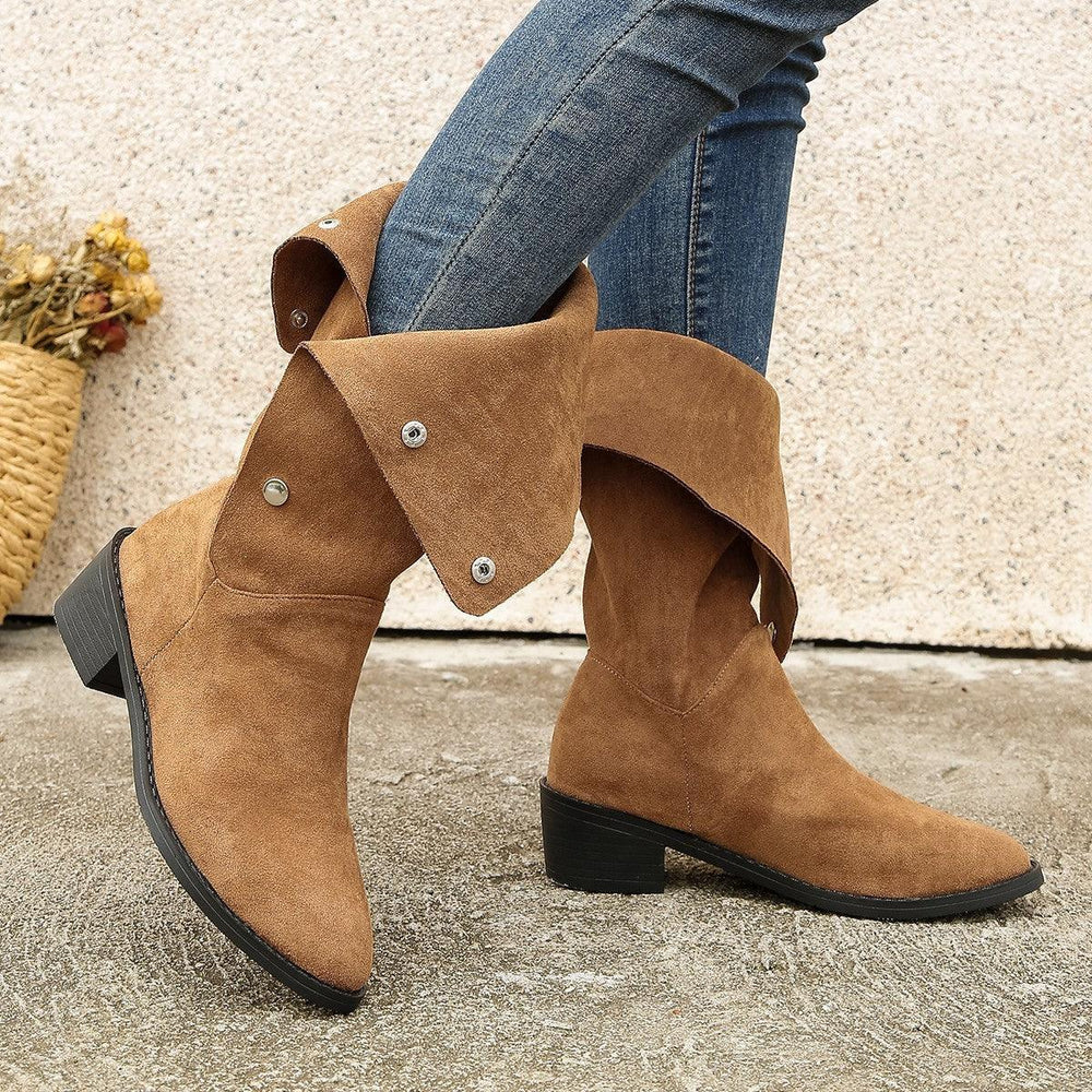 Versatile Riding European And American Trendy Unique Mid-calf Boots EX-STOCK Canada