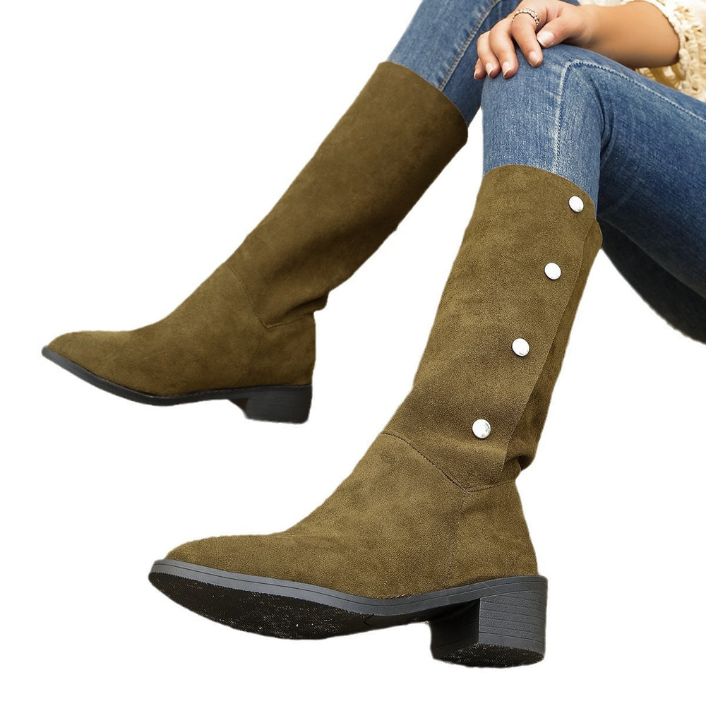 Versatile Riding European And American Trendy Unique Mid-calf Boots EX-STOCK Canada