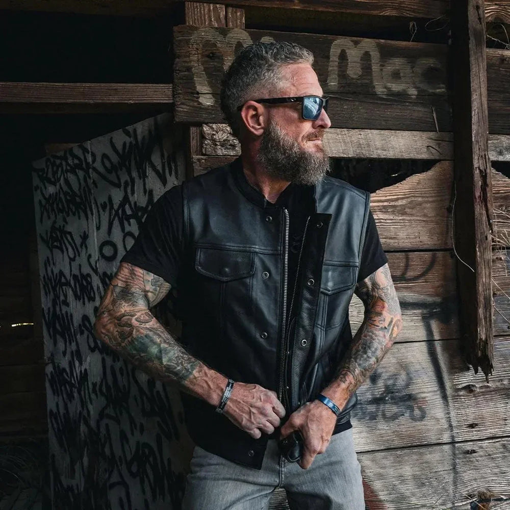 Open Road Men's Leather Club Vest