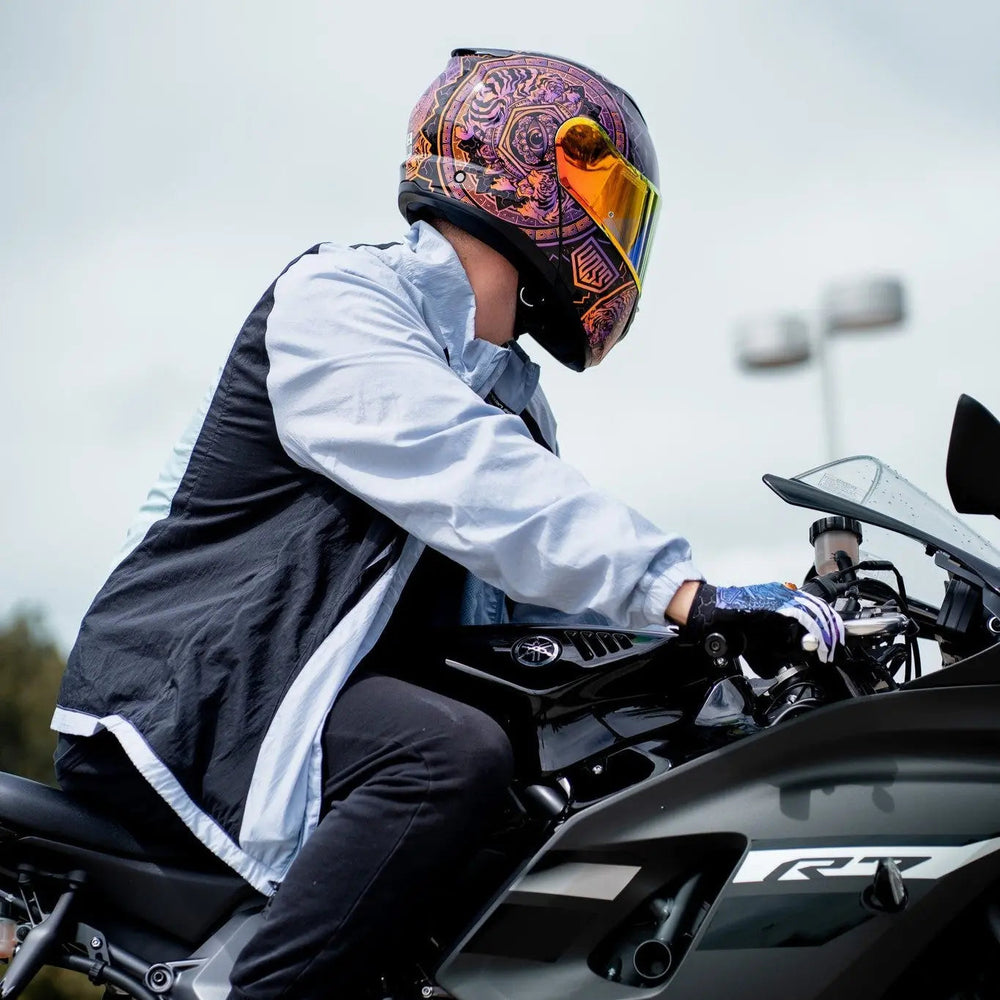 Casco de motocicleta Voss 580 Conquest Gloss Neon MandalaEX-STOCK Canada