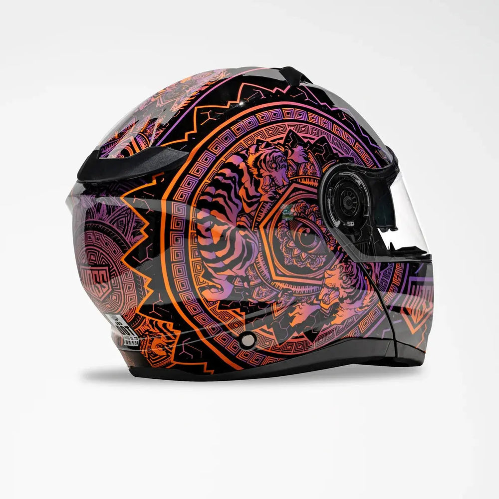 Casco de motocicleta Voss 580 Conquest Gloss Neon MandalaEX-STOCK Canada