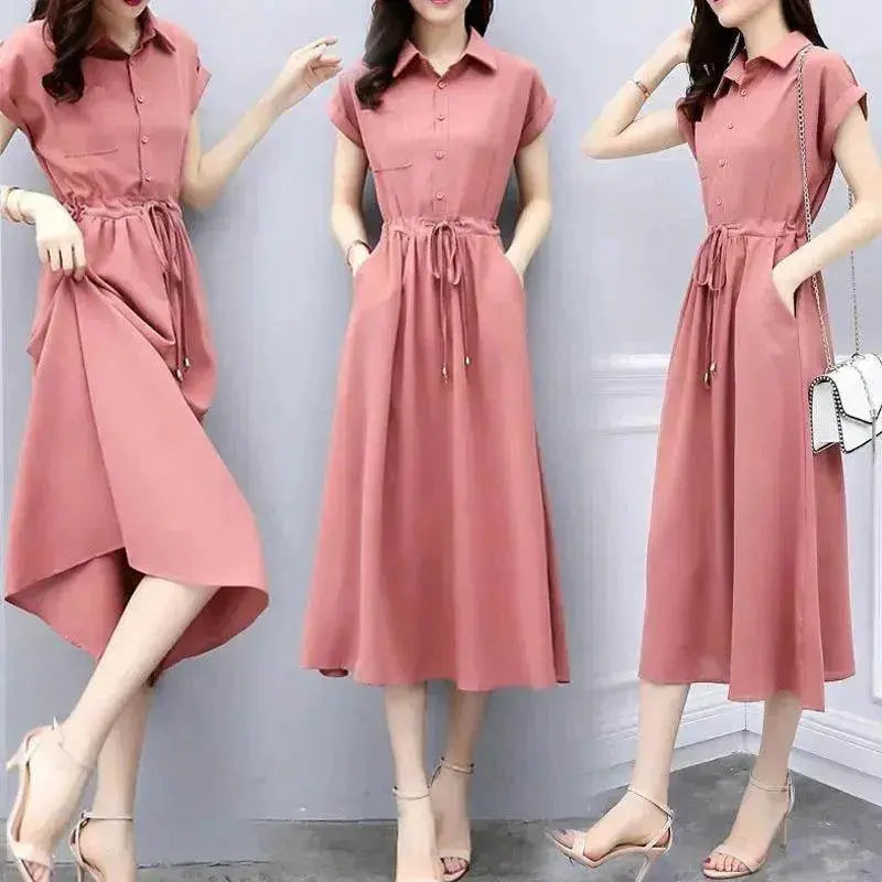Waist-tight Slimming Elegant Casual Long Dress - EX-STOCK Canada