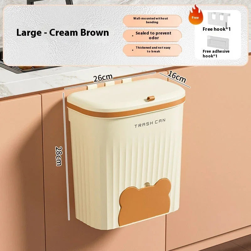 Seau de stockage des déchets de cuisine et toilettes domestiques monté au mur avec couvercleEX-STOCK Canada