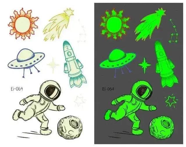 Autocollants de tatouage lumineux aérospatiaux étanches pour enfants - EX-STOCK Canada
