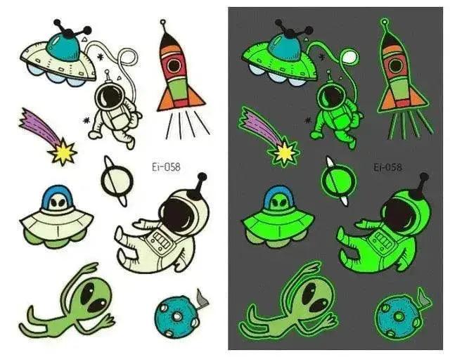 Autocollants de tatouage lumineux aérospatiaux étanches pour enfants - EX-STOCK Canada