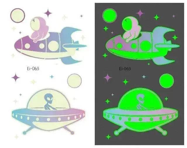 Autocollants de tatouage lumineux aérospatiaux étanches pour enfants - EX-STOCK Canada