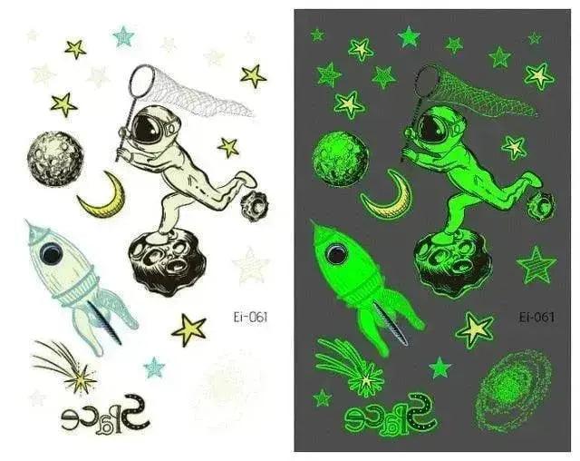 Autocollants de tatouage lumineux aérospatiaux étanches pour enfants - EX-STOCK Canada
