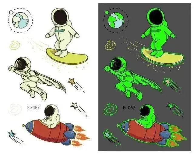 Autocollants de tatouage lumineux aérospatiaux étanches pour enfants - EX-STOCK Canada