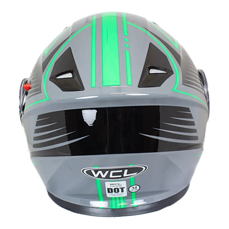 Casco de motociclista de cuero negro y verde West Coast LeatherEX-STOCK Canada