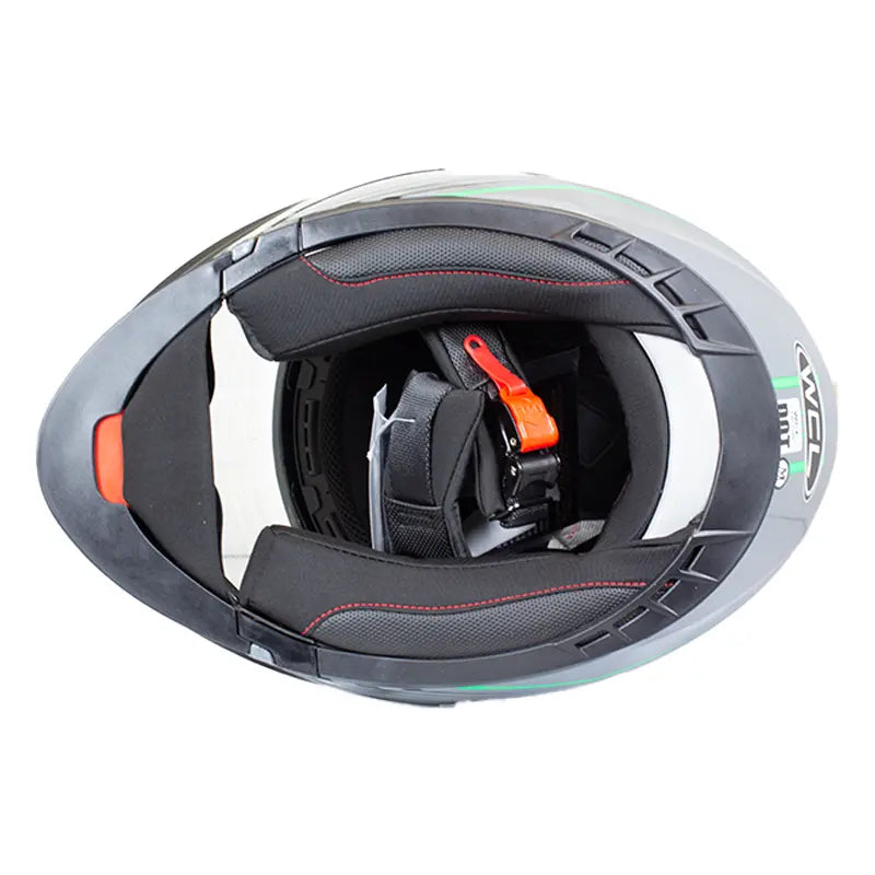 Casco de motociclista de cuero negro y verde West Coast LeatherEX-STOCK Canada