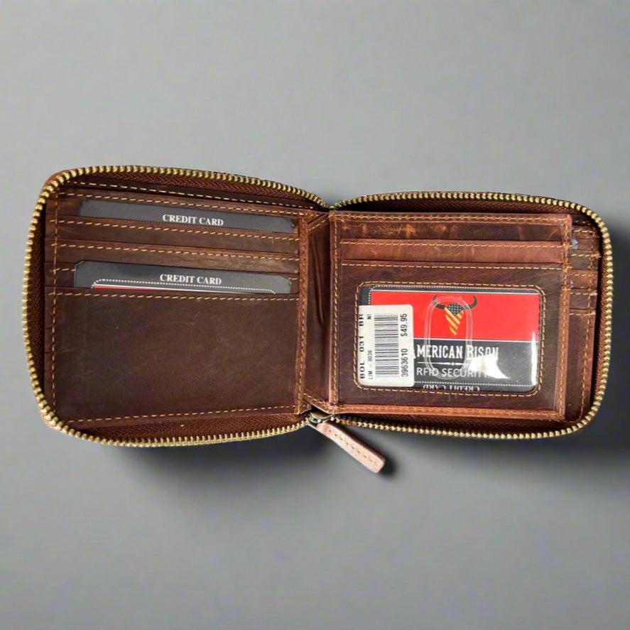 Men’s Zip-Around Cow Leather Wallet EX-STOCK Canada