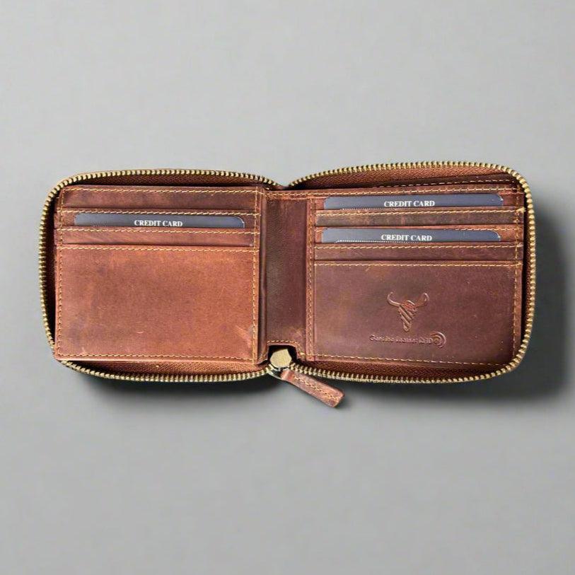 Men’s Zip-Around Cow Leather Wallet EX-STOCK Canada