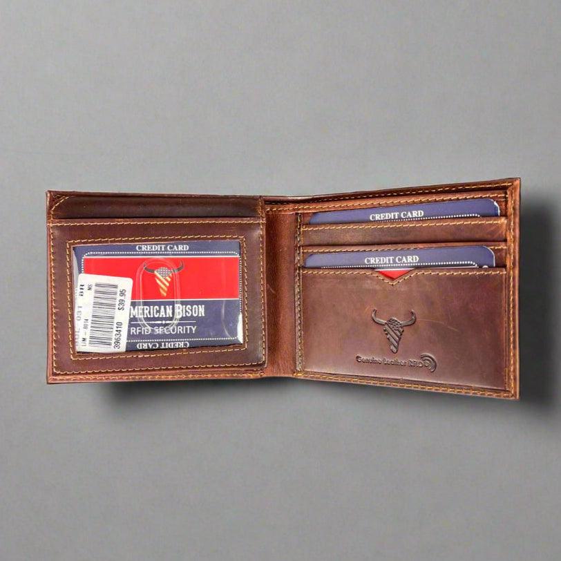 Portefeuille pliant à rabat en cuir de vache pour hommesEX-STOCK Canada