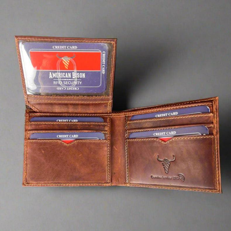 Portefeuille pliant à rabat en cuir de vache pour hommesEX-STOCK Canada