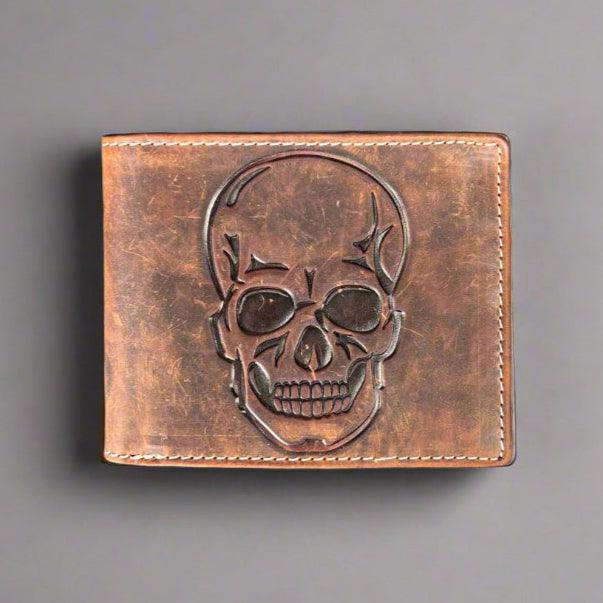 Portefeuille en cuir pour hommes avec motif de crâne embosséEX-STOCK Canada