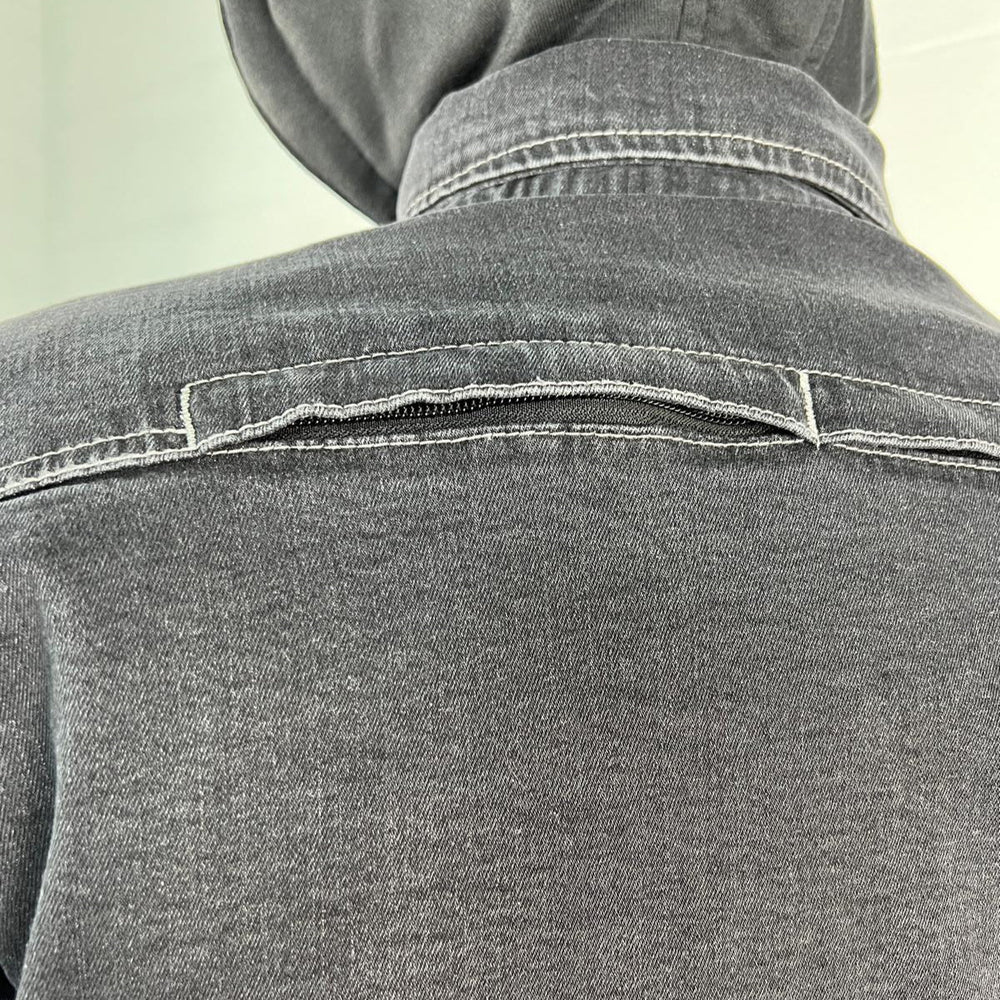 Camisa de mezclilla con armadura para hombre con capucha desmontableEX-STOCK Canada