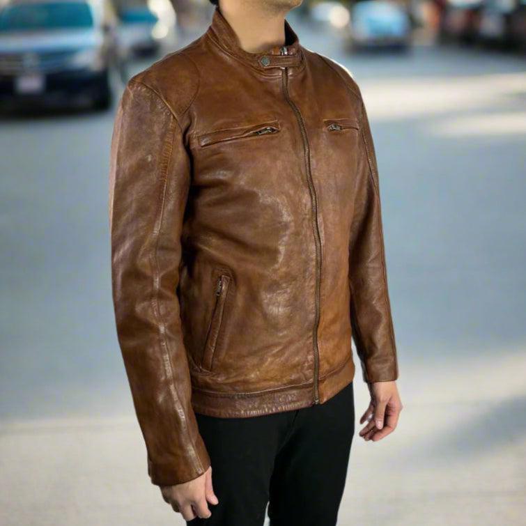 Veste classique pour hommes en cuir de moutonEX-STOCK Canada