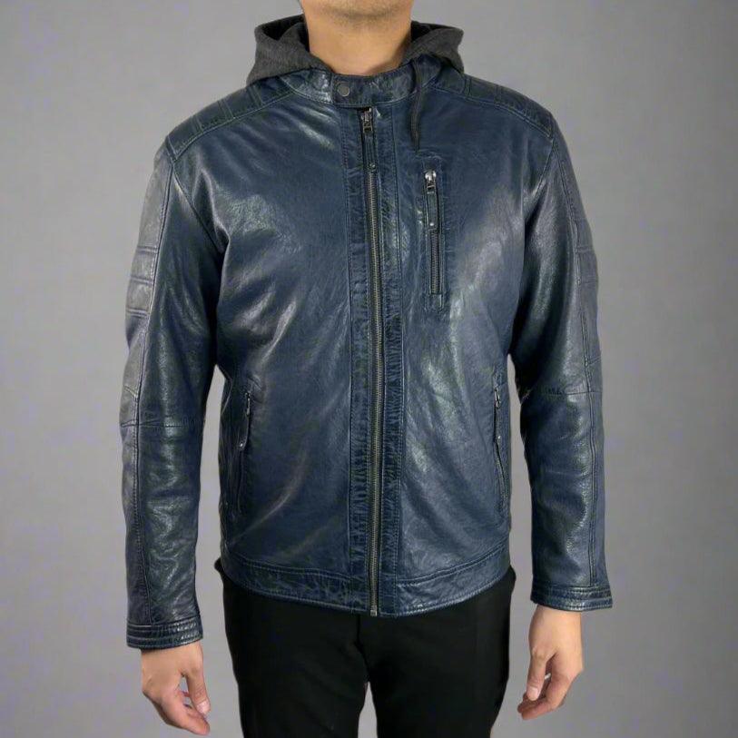 Veste en cuir de mouton pour homme avec capuche amovibleEX-STOCK Canada
