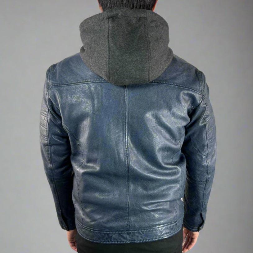 Veste en cuir de mouton pour homme avec capuche amovibleEX-STOCK Canada
