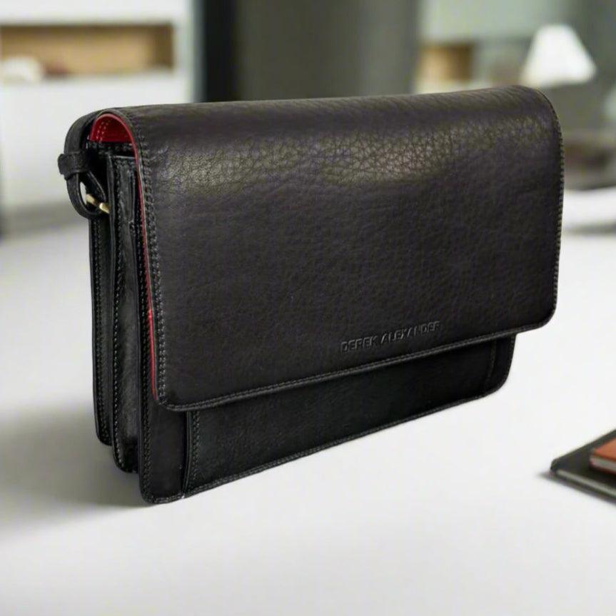 Derek Alexander Half Flap Organizer Leather Messenger Crossbody Bag EX-STOCK Canada