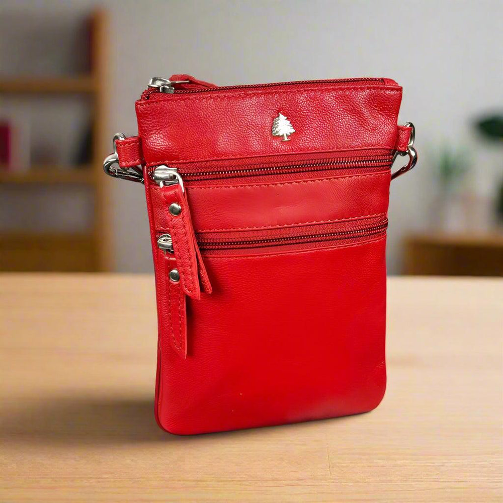 Mini sac à bandoulière en cuir Greenwood avec 3 poches zippéesEX-STOCK Canada