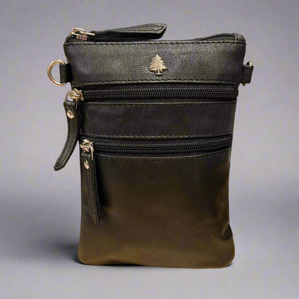 Mini sac à bandoulière en cuir Greenwood avec 3 poches zippées | EX-STOCK Canada