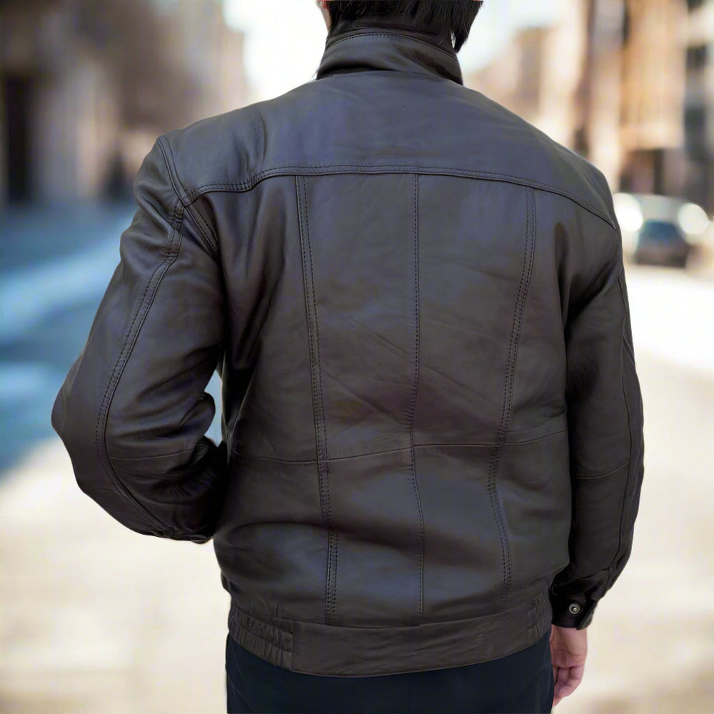 Veste aviateur en cuir à double poche pour homme BOLEX-STOCK Canada