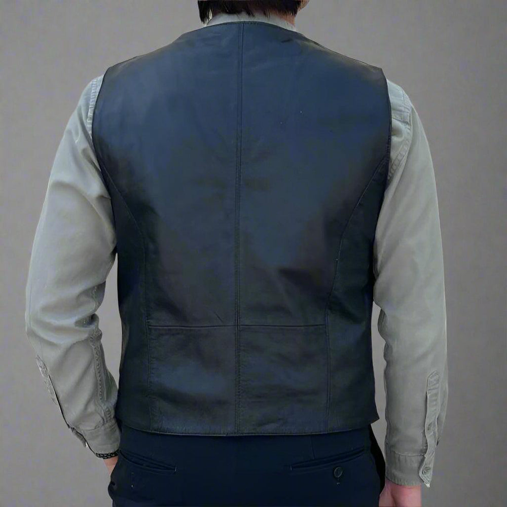 Men's Sheep Leather Vest. Snap Closure & Front Pockets EX-STOCK Canada