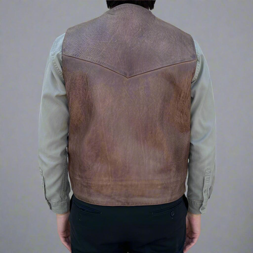 Men's Cow Leather Vest. Classic Style with Snap Closure & Front Pockets EX-STOCK Canada