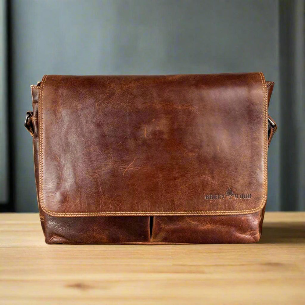 Greenwood Leather Laptop Bag. Premium Waxed Full-Grain Leather Briefcase for 16" Laptops EX-STOCK Canada
