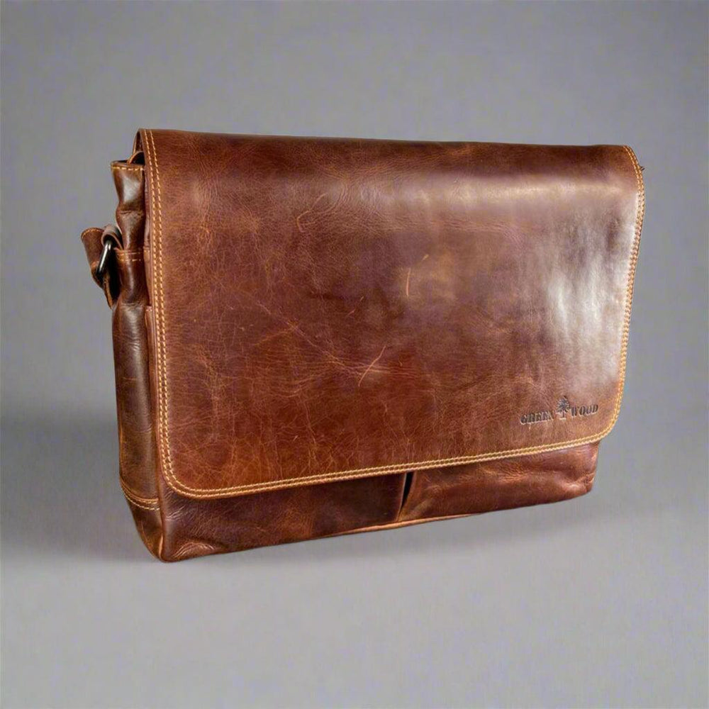 Greenwood Leather Laptop Bag. Premium Waxed Full-Grain Leather Briefcase for 16" Laptops EX-STOCK Canada