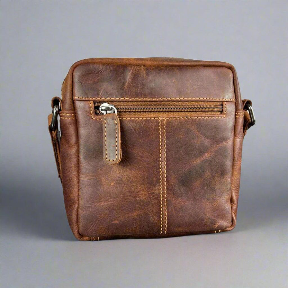 Greenwood Leather Mini-Messenger Bag. Compact Wax Pull-Up Leather Bag for Urban Adventures EX-STOCK Canada