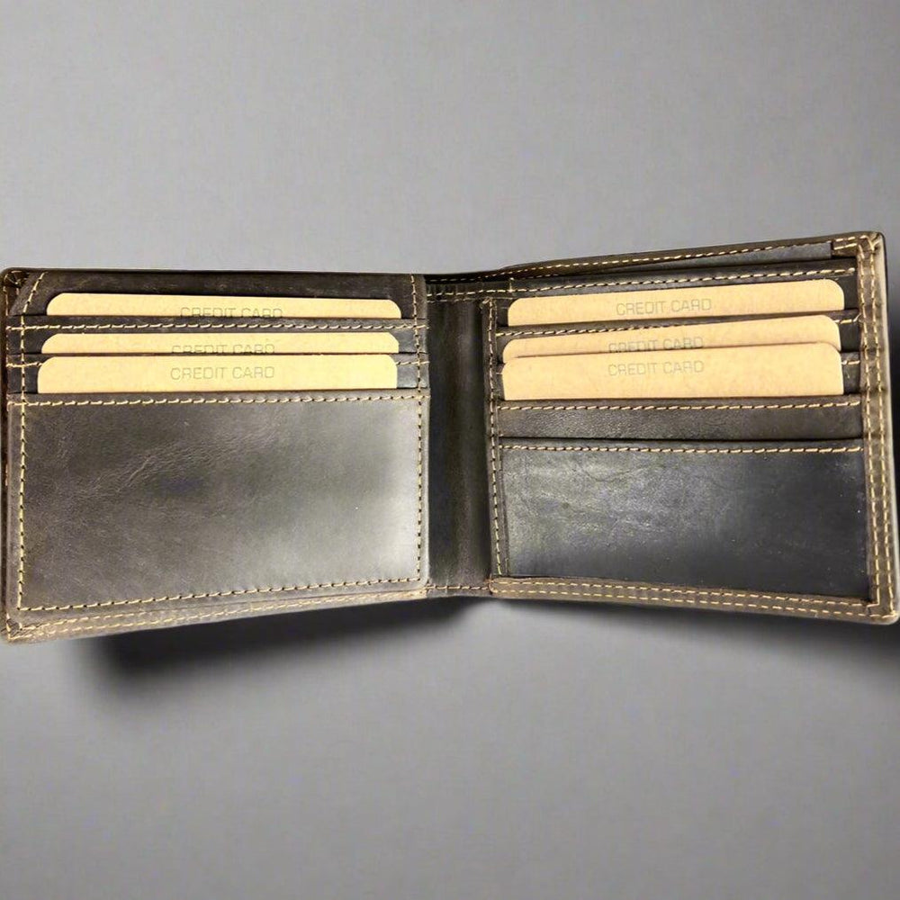 Portefeuille à deux volets en cuir Greenwood pour hommes. Portefeuille de protection RFID haut de gamme avec compartiment rabattableEX-STOCK Canada