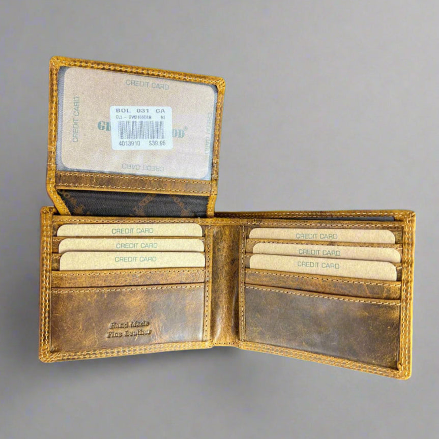 Cartera Bifold de Cuero para Hombre Greenwood. Cartera premium con protección RFID y compartimento abatibleEX-STOCK Canada