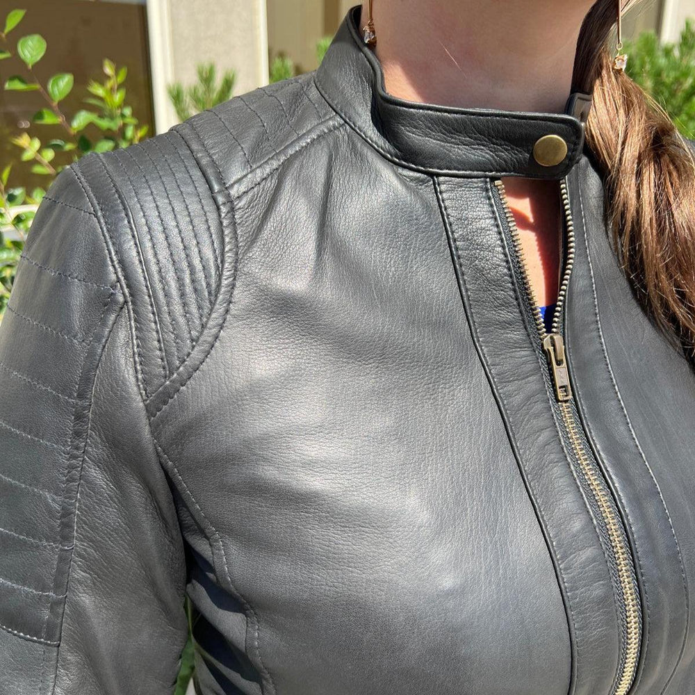 Women's Sheep Leather Jacket with Stitched Shoulders EX-STOCK Canada