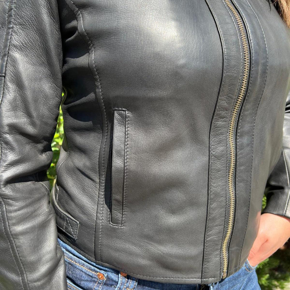 Women's Sheep Leather Jacket with Stitched Shoulders EX-STOCK Canada