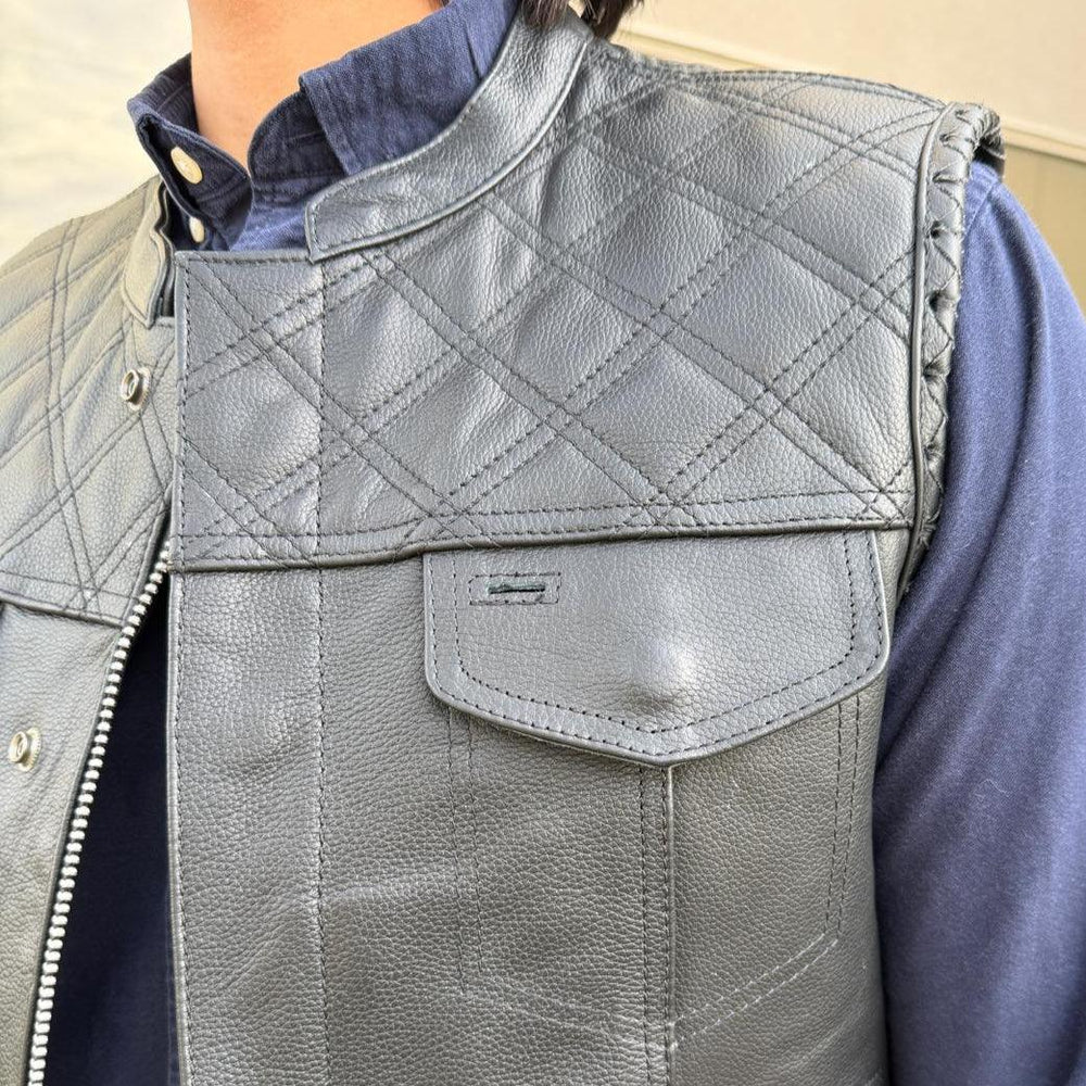 Men's Genuine Cow Leather Biker Club Vest EX-STOCK Canada