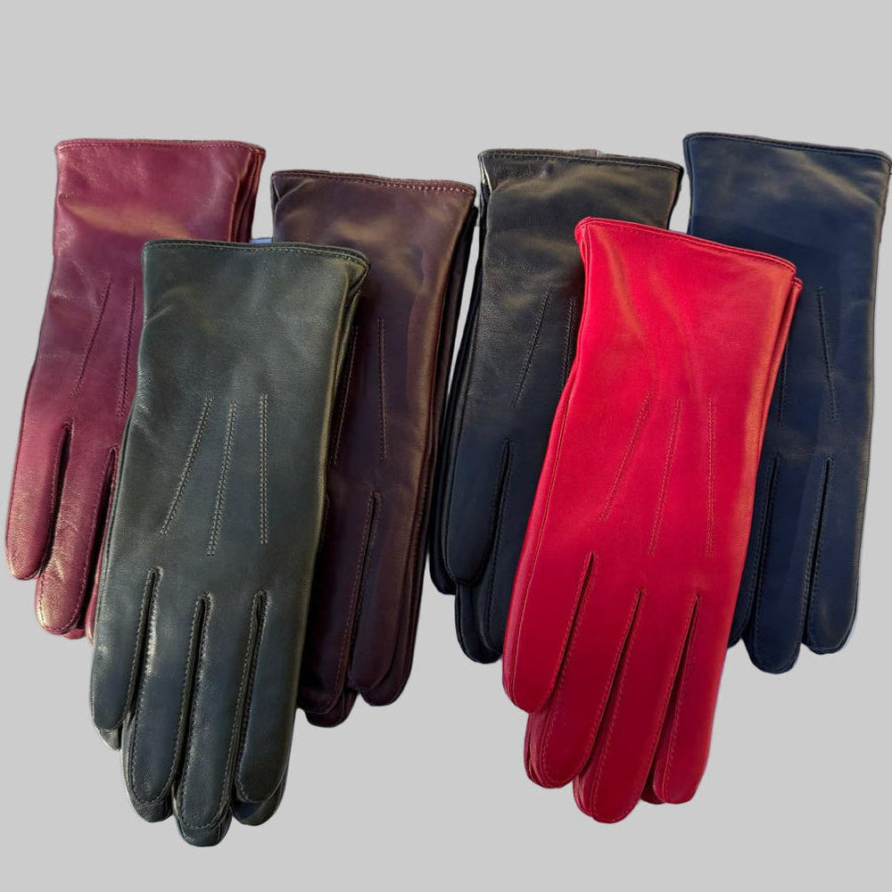 Gants pour femmes en cuir d'agneau teint au tambour avec doublure en mélange de laineEX-STOCK Canada