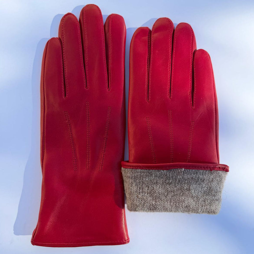 Gants pour femmes en cuir d'agneau teint au tambour avec doublure en mélange de laineEX-STOCK Canada