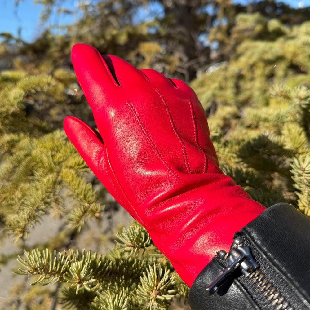 Gants pour femmes en cuir d'agneau teint au tambour avec doublure en mélange de laineEX-STOCK Canada