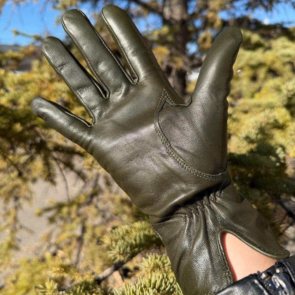 Gants pour femmes en cuir d'agneau teint au tambour avec doublure en mélange de laineEX-STOCK Canada