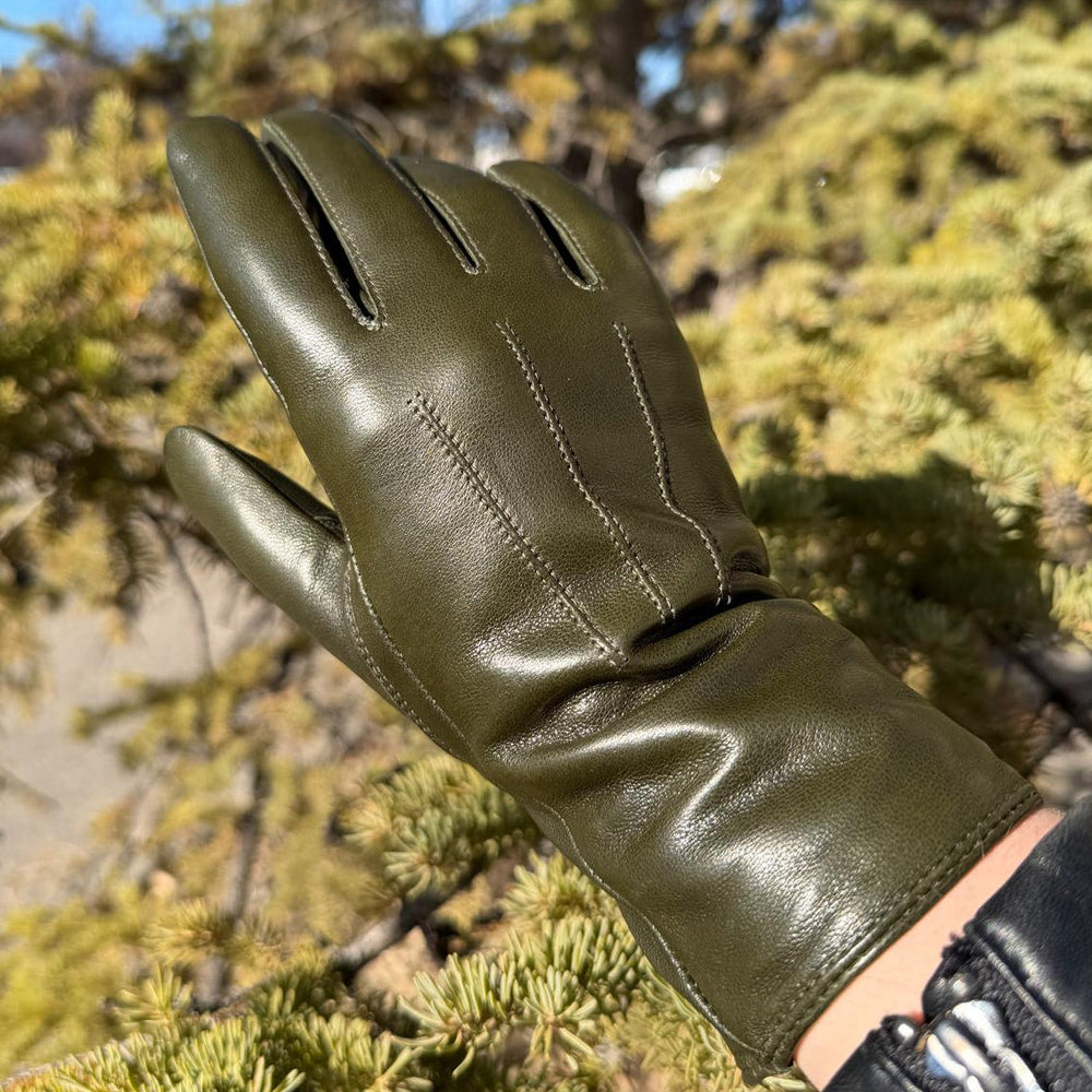 Gants pour femmes en cuir d'agneau teint au tambour avec doublure en mélange de laineEX-STOCK Canada