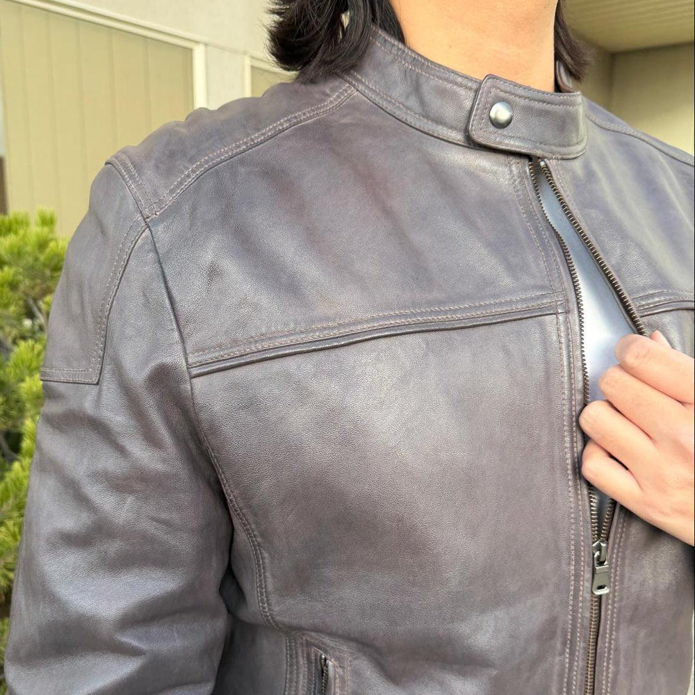 Men's Two-Tone Lamb Leather Jacket EX-STOCK Canada