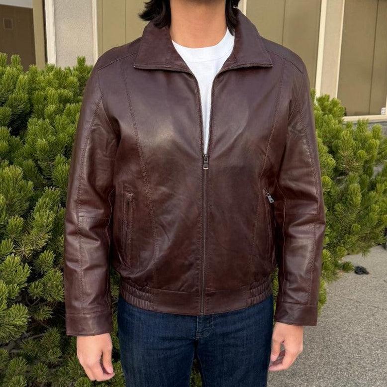 Veste Bomber BOL pour hommes en cuir d'agneau TingEX-STOCK Canada